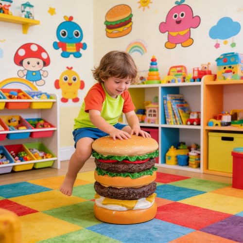 GLOGLOW Hamburger Stool, Creative Small Stool Shoe Changing Stool Furniture Decoration Foot Rest Stool for Kitchen Living Room Bedroom Playroom(Burger Stool) by GLOGLOW - Used condition - Image 8
