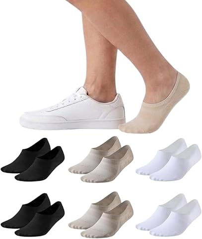 Calcetines Invisibles para Hombre y Mujer. Pinkies Unisex. 85% Algodón. Calcetines Cortos Transpirables, Antideslizantes, Anti-olor Blanco, Negro, Beige, Azul, Gris. Pack 6 Pares