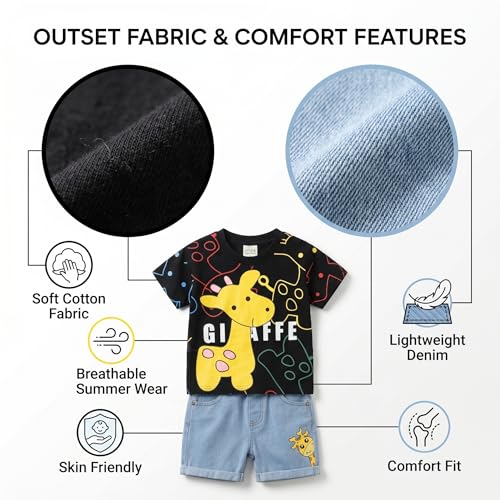 Image of Krishn Creations Kids Clothes for Boys | Cotton Printed Half Sleeve T-shirt and Shorts Baby Boy Dress | Casual Wear Kids Clothes