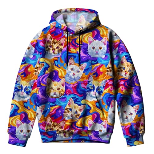 Men's Animal Graphic Oversized Hoodies Funny Y2K Long Sleeve Sweatshirts Casual Fall Outdoor Pullover with Pocket Unisex3