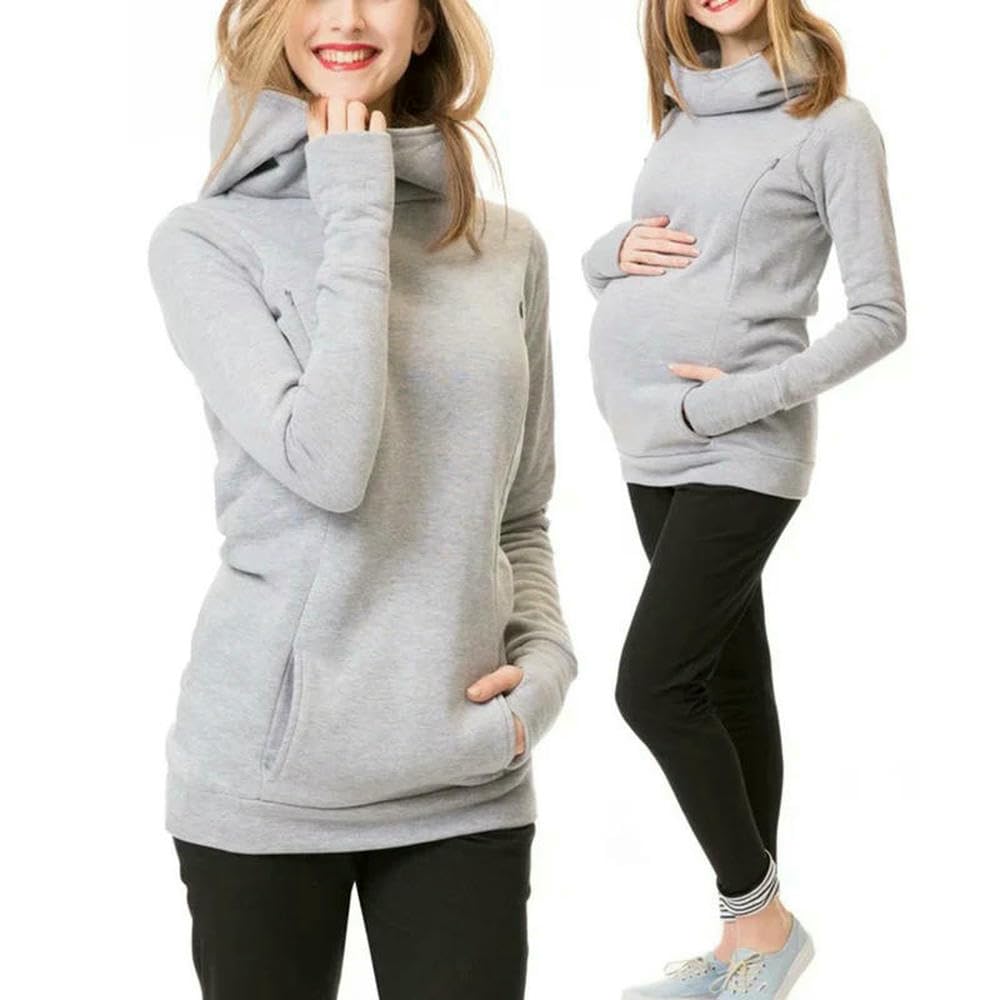 GLDFW bluza ciążowa na jesień i zimę do karmienia z długimi rękawami bluza z kapturem dla kobiet w ciąży sweter z kapturem dla kobiet w ciąży
