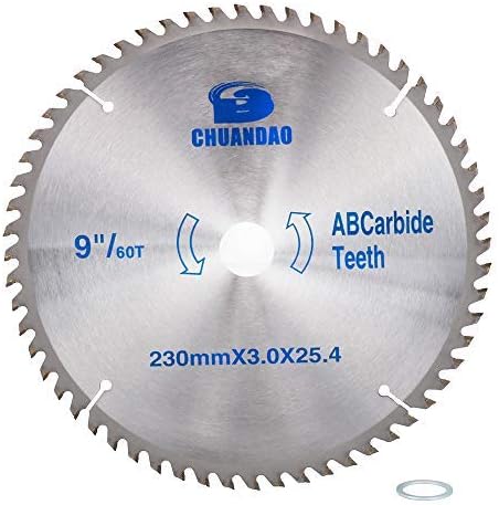 JIUNENG 9 inch 60 Tooth Wood Cutting Disc Carbide Tipped Circular Saw Blade for Cutting Hard & Soft Wood with 1inch Arbor