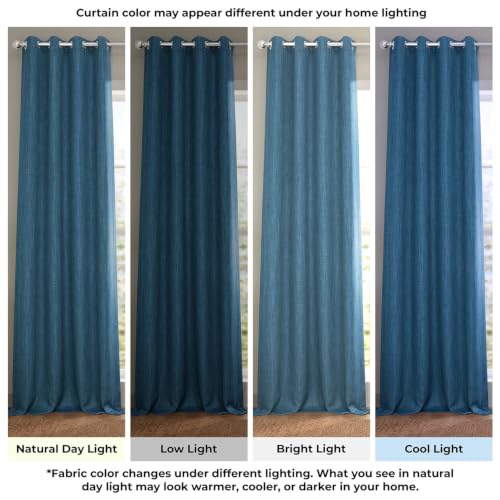 Image of HPD Half Price Drapes - Grommet Faux Linen Curtains for Living Room (1 Panel) - 50W X 96L - Textured Room Darkening Curtains for Bedroom 96 Inches Long - Drapes for Home Decor, Story Blue