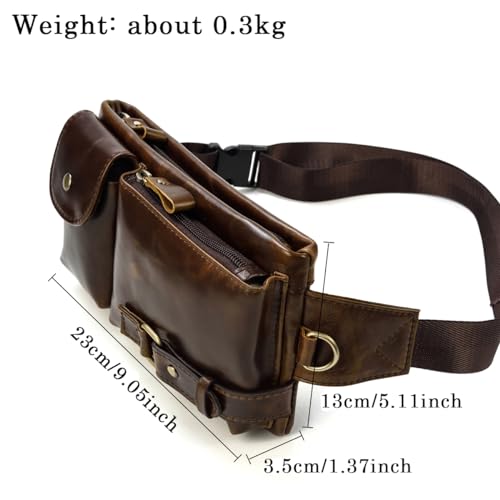 Leather Fanny Pack for Men Women-Genuine Waist Bag for Daily Hiking Travel Running Hip Bum Belt Pack Purse Wallet Cell Phone Pouch - Image 2
