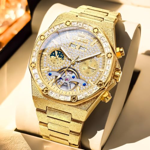 Image of OLEVS Automatic Mens Watches Self Winding Mechanical Business Luxury Dress Wrist Watch Stainless Steel Waterproof Luminous Day Date