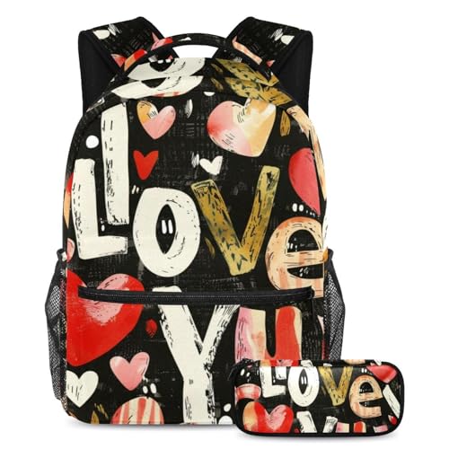 Sac à dos Art Heart I Love You fini le mal de dos avec ce grand cartable et sa trousse