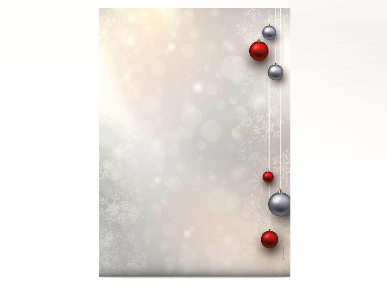20 Blatt Briefpapier ‘Goldene Weihnachtskugeln’ – DIN A4, Einseitig Bedruckt, Für Drucker & Handschriftlich