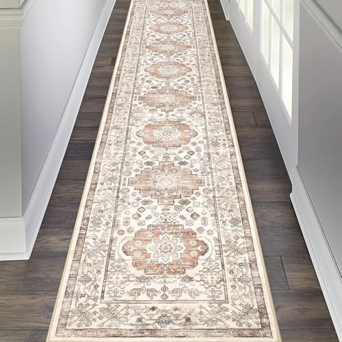 Pauwer Boho Hallway Runner Rug 2x10 Washable Entryway Area Rugs Non Slip Farmhouse Vintage Floor Mat Carpet Runner for Hallways Laundry Room Kitchen Bathroom Bedroom