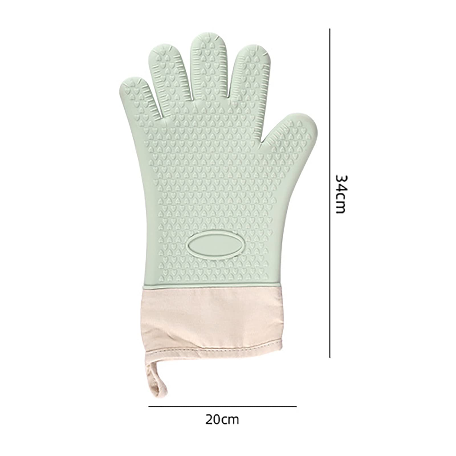 Guantes de silicona para barbacoa, guantes largos de horno de cocina con capa interior de algodón para barbacoa, cocinar, hornear, ahumador, verde, una pieza de