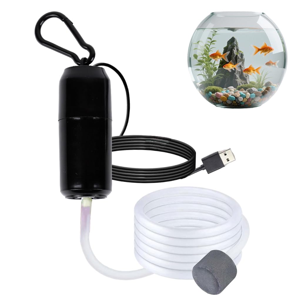 Qpets® Single USB Air Pump for Aquarium Quiet Mini Oxygen Pump Portable USB Powered Aerator for Nano Fish Tanks Shrimp Tanks and Outdoor Transport-image-0