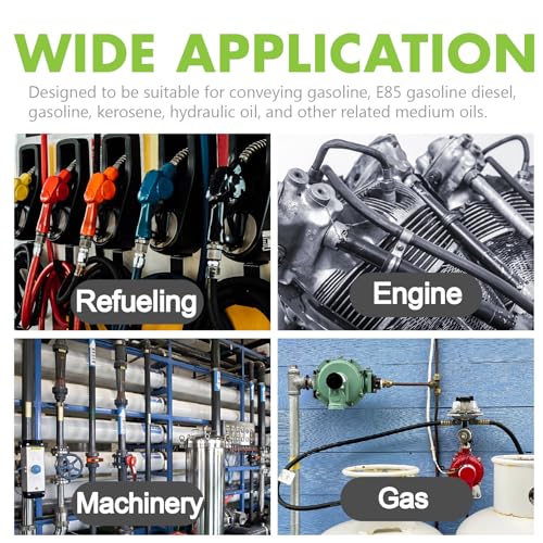 Image of Jeemiter 1 /2 inch ID (13mm) Fuel Line Hose 10FT - Heavy Duty SAE 30R7 NBR Rubber for Diesel, Gas & Oil - High Flow Kit with 10 Clamps for Truck, Marine, Industrial & Automotive Use