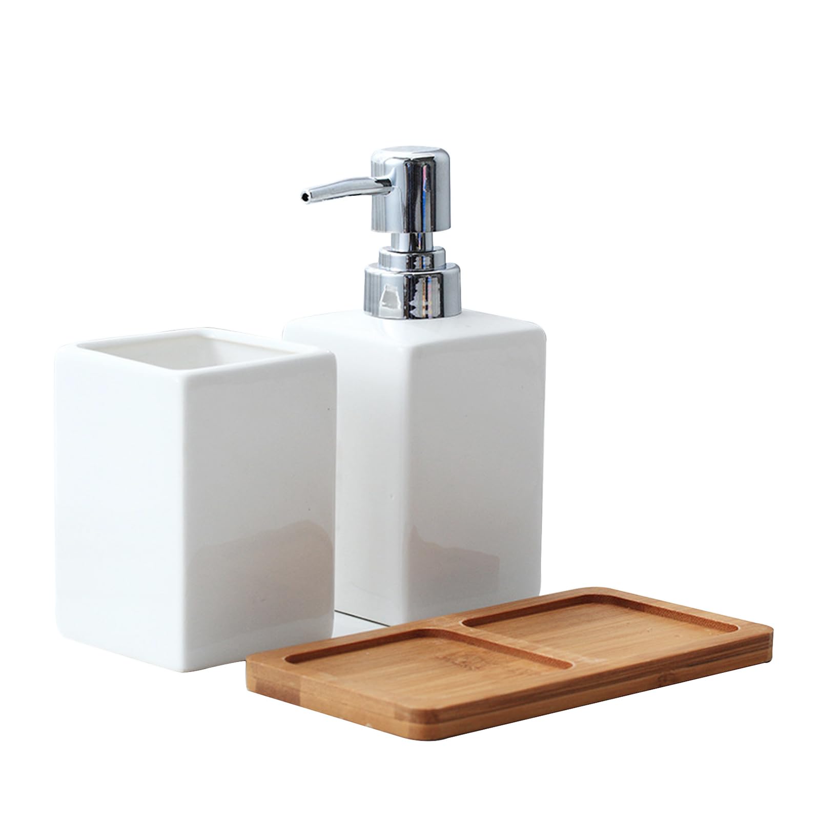 Weißes Keramik Badezimmer Set - Seifenspender Mit Zahnbürstenhalter