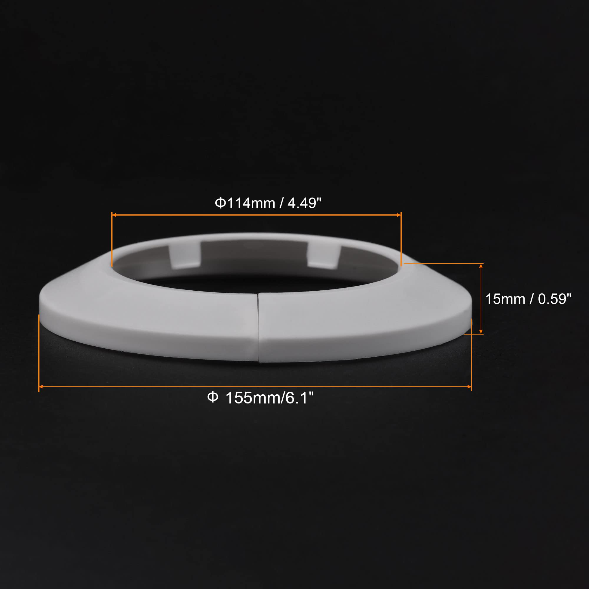 TOP-VIGOR 2pcs 114mm Pipe Cover Decoration, Click-in PP Plastic Escutcheon Pipe Collar for Water Pipe Drain Line - Image 2