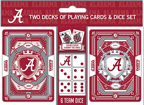 Image of MasterPieces Game Day - NCAA Alabama Crimson Tide 2-Pack Playing Cards & Dice Pack - Officially Licensed Set for Adults and Family
