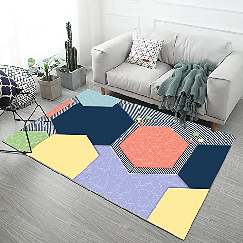 Teppich Teenager Mädchen Carpet Living Room Gelbrosa Purpurrote geometrische...