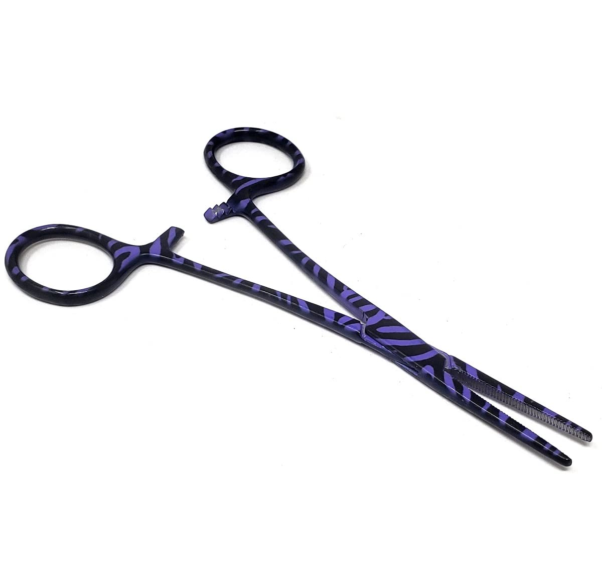 Dog Pet Ear/Nose Hair Puller Grooming Hemostat Locking Forceps Pliers, 5.5" (14cm), Straight (Purple Swirls)