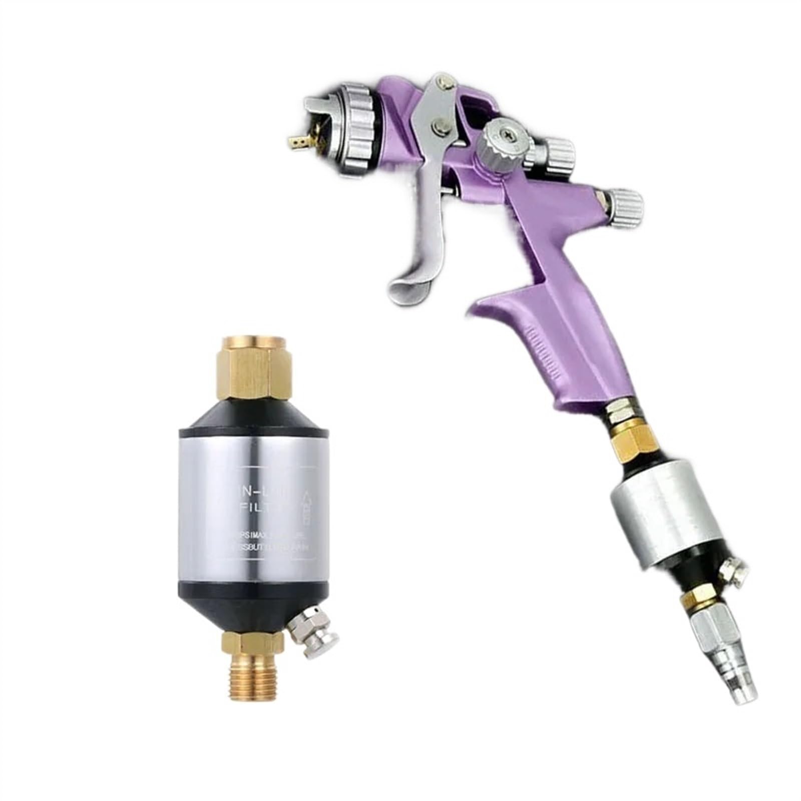 Raccord pour aérographe et mini filtre air eau peinture 1/4