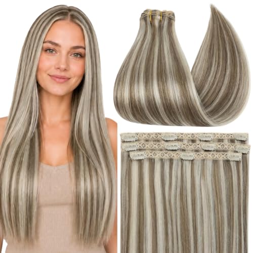 Full Shine Human Hair Clip in Extensions for Women Balayage