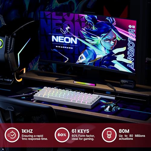 Image of HK GAMING GK61 SE 60% | Mechanical Gaming Keyboard | 61 Keys Multi Color RGB LED Backlit for PC /Mac Gamer | US Layout (White, Mechanical Blue)