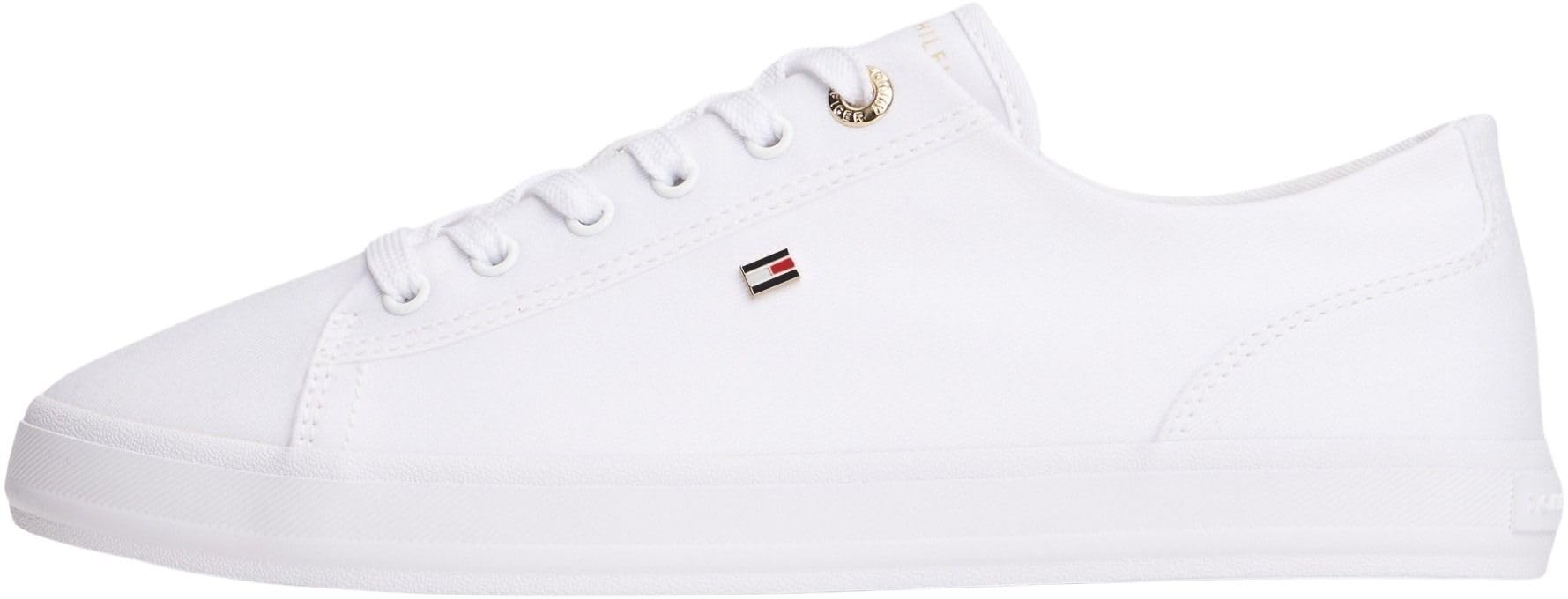 Tommy Hilfiger Women's Th Foxing Sneaker Canvas FW0FW09170 Low Top, White (White), 3.5