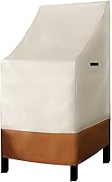 Vista 9 de RosieLily Fundas apilables de respaldo alto para taburetes de bar al aire libre, fundas impermeables para muebles de patio beige con asiento