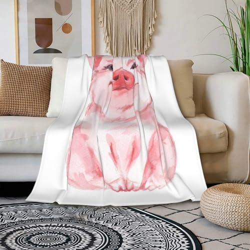 HGOD DESIGNS Pig Throw Blanket Ultra Soft Warm All Season Lovely Pink Pig Watercolor Decorative Fleece Blankets for Bed Chair Car Sofa Couch Bedroom 50"X40" - Image 3