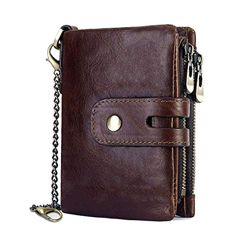 Geldbörse Herren Geldbeutel aus Echtleder mit Geldklammer & Münzfach | 15 Kartenfächer | RFID Block Kreditkartenetui | Dünne Geldtasche Portmonee für Männer mit Geschenkbox, Braun Cover