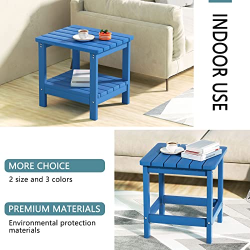 Udpatio Outdoor Side Table For Patio, Xxl Double Rectangular Adirondack Table Poolside Patio Table, Hdpe End Tables For Outside Backyard Pool Indoor Companion, Easy Maintenance Weather Resistant(Blue) #TOP5