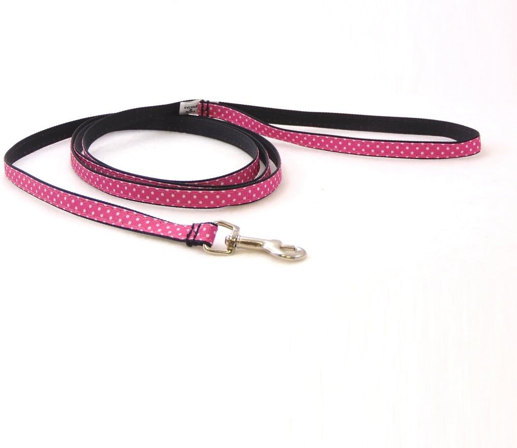 Sunset Polka Dot Pink/Black Dog Leash (XS-1/2 x4')
