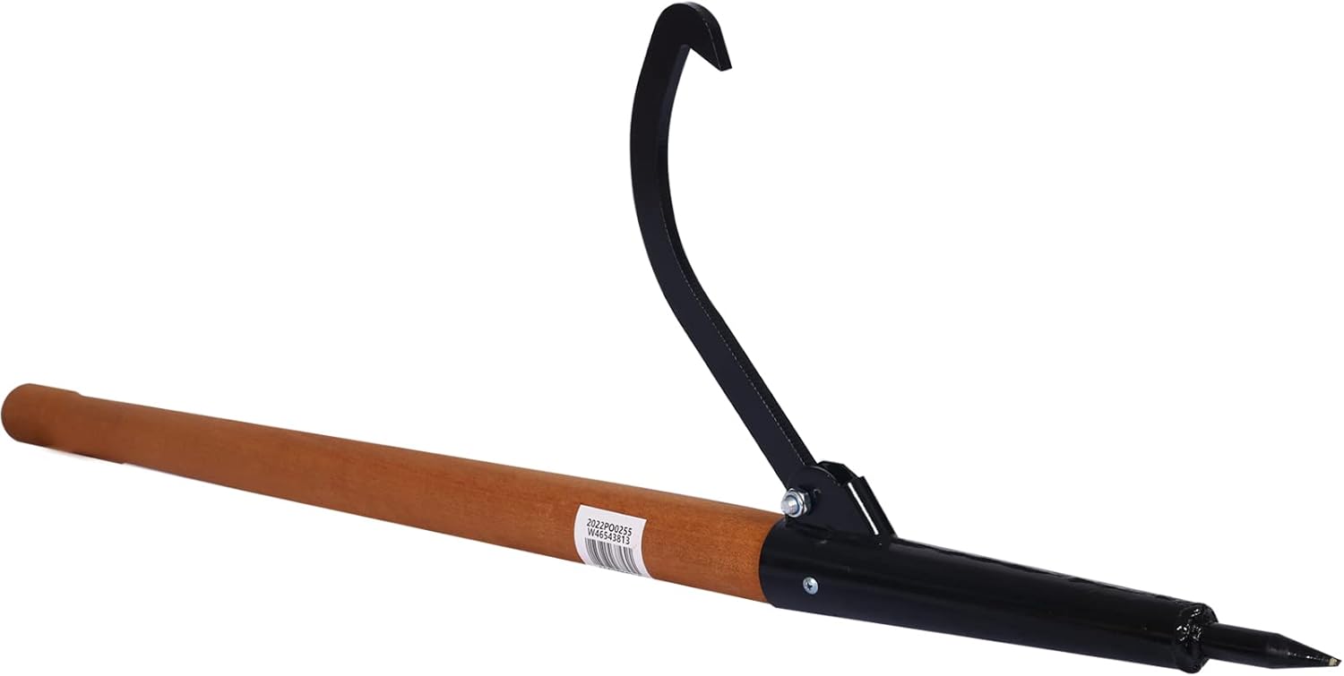 48" Log Peavy Cant Hook – Heavy-Duty Logging Tool with 2" to 14.4" Opening, Peavey Point & Wood Handle | Log Roller Tool for Turning, Lifting & Handling Timber (Black-01)