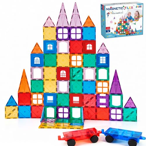 AFUNX Magnetic Tiles,102PCS Magnetic Building Blocks 3D...