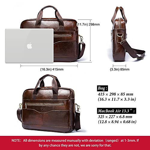 Mens Business Bag Leather Shoulder Messenger Bag, Leather Cowhide Multifunctional Handbag Briefcase, Laptop Bag2