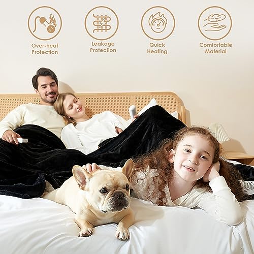 EHEYCIGA Heated Blanket King Size - 9 Heating Levels, 10 Hour Auto Off, Soft Cozy Sherpa, Dual Control, 90 x 100 Inches