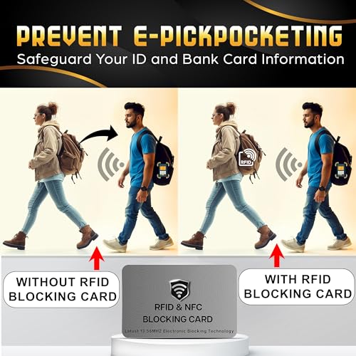 SaiTech IT 5 Pack RFID Blocking Cards, One Protects Entire Wallet Purse, NFC Contactless Bank Debit Credit Card Protector ID ATM Guard - Grey3