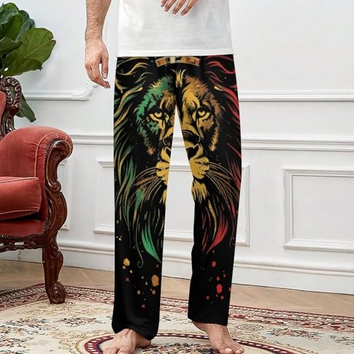 African Flag Lion Men's Pajama Pants Lightweight Pjs Bottoms Sleep Lounge Pant with Pocket Drawstring3
