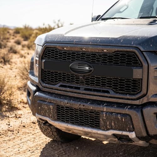 Image of 7 Inch Front Grille Rear Tailgate American Flag Emblem Compatible with Ford 1999-2004 F-150 F-250 F-350