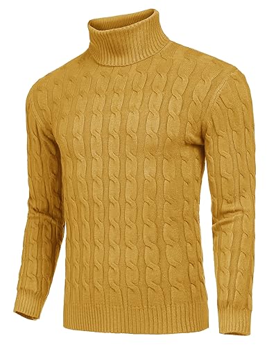 Image of COOFANDY Men's Slim Fit Turtleneck Sweater Casual Twisted Knitted Pullover Sweaters
