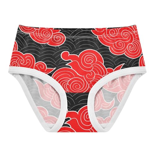 Stylized Red Clouds Swirling Black Panties Little Girl Girls Underwear Toddler Cotton Print Undies Kids Briefs 2t
