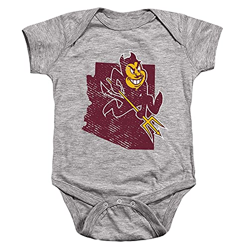 ASU Sun Devils Arizona State Official State Shape Unisex Infant Snap Suit for Baby,Athletic Heather, 18 Months