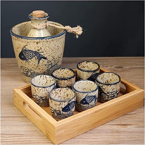YIRENZUI Wine Set, Ceramic Sake Set, Small Wine Jug, Black Wine Glass, Hot Wine Device, Household Liquor Cup,Most Ideal Choice