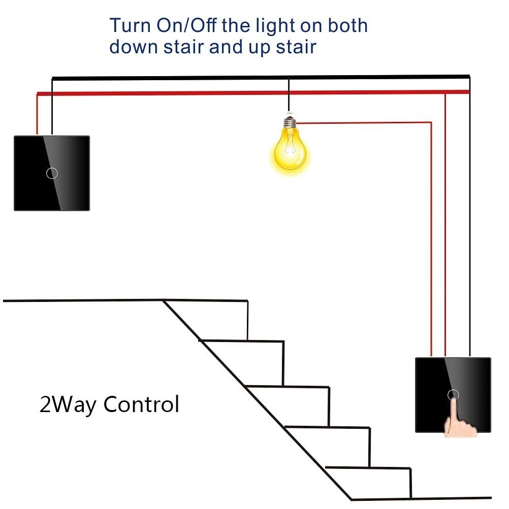 Interruptor de luz táctil inteligente, 1 unidad, Panel de vidrio de 2 vías, multicolor(Black,2 WAY 1)