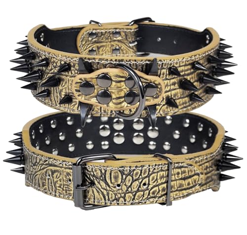 Kawagogo Spiked Dog Collar,2 Inch Wide Dog Collar for Medium