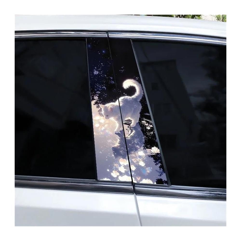 Body Parts 2pcs Car B-Pillar Decals Flower-Shaped Cat Car Center Column Stickers DIY(G)
