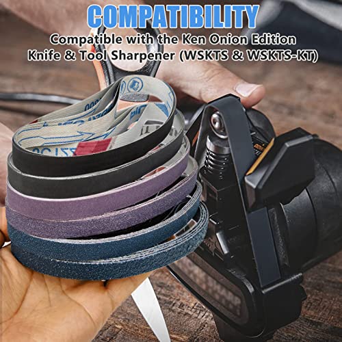 Baidoon 24 Pcs 1/2" X 12" Knife Sharpener Sanding Belts, Replacement Belt Kit For Official Work Sharp Knife & Tool Sharpener For Mk.1, Mk.2, Wskts, Wskts-Kt - 80/120/180/400/800/1200 Grits #TOP4