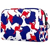 Kosmetiktasche für Damen, Motiv: blaue Australien-Karte, rote Känguru-Silhouette, Reise-Kulturbeutel, große Make-up-Tasche, praktische Tasche, Organizer-Tasche mit Reißverschluss, multi,