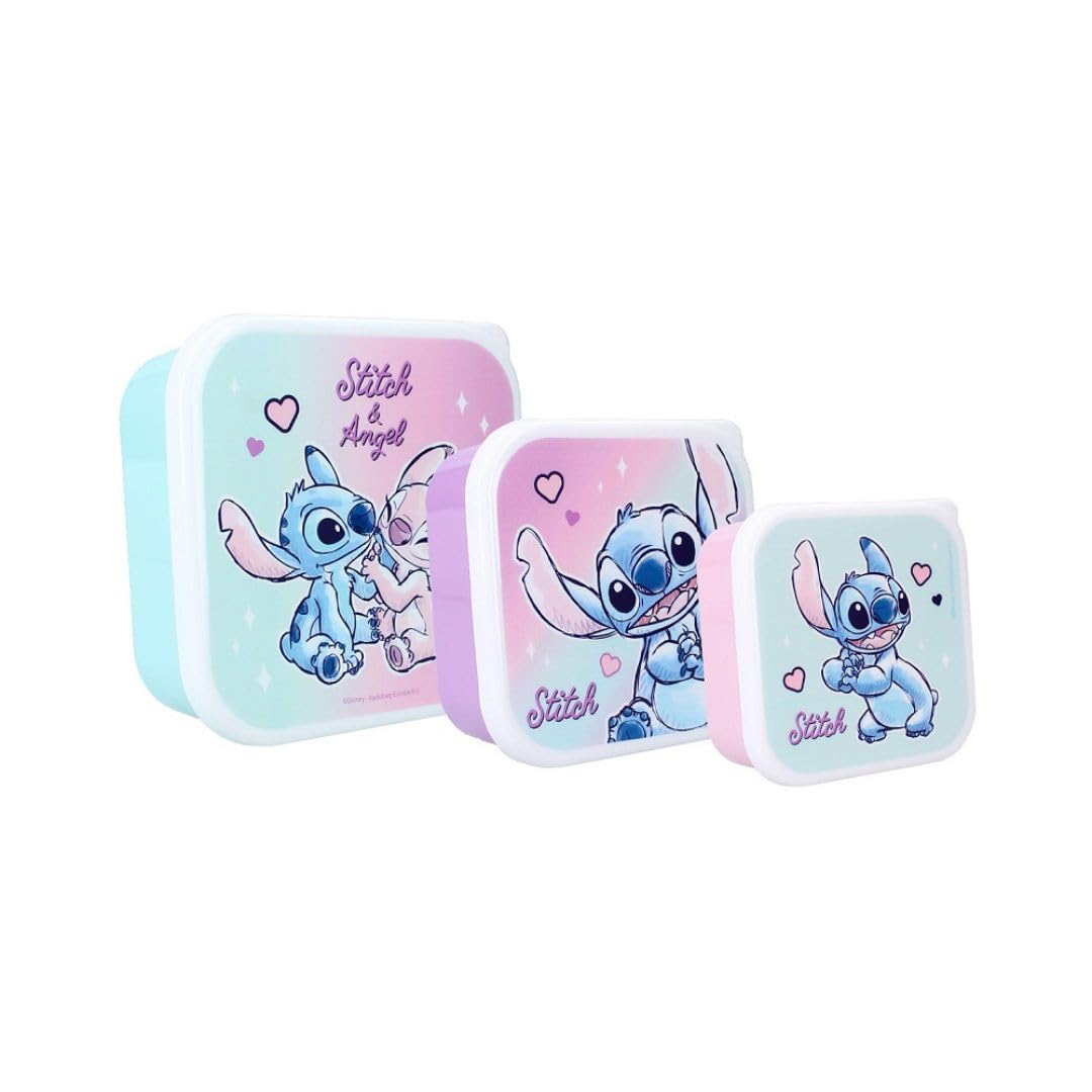 My Sweety Pop Girls Stitch - Purple/Pink/Blue My Sweet Pop - Set Of 3 Snack Boxes - Lunch Box - Stitch - Nursery, Kindergarten, School, Holiday - 11.5 Cm - Purple/Blue/ - Gift Idea