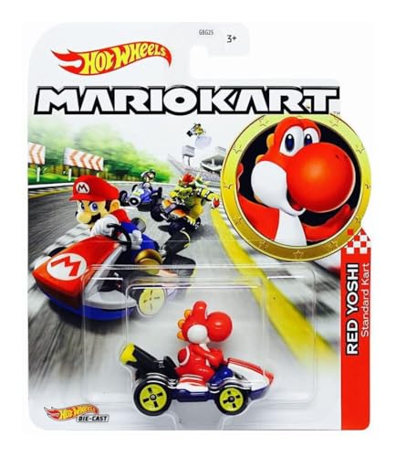 Hot Wheels Mariokart Standard Kart RedYoshi escala 1:64