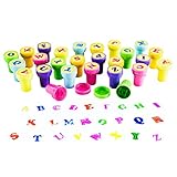 Super Z Outlet Assorted Mini Colorful Rubber Alphabet Letter Stamps for Children, Party Favor Gifts, Arts & Crafts Projects (26 Pieces)
