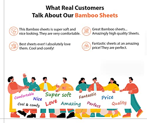 Sgi Breathable Bamboo Bed Sheets Set - Genuine 100% Organic Bamboo Sheets - White Cal-King Size 4Pc's Sheet Set - Bamboo Sheet & Pillowcase Sets Fit 15 Inch Deep Pocket #TOP7