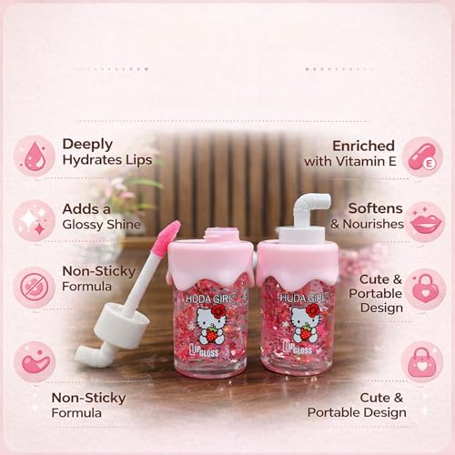 Image of Mini Sipper Juice Bottle Lip Gloss Set - Pink Sparkle, Waterproof Long Lasting Lipgloss for Girls, Lip Gloss Combo, Gift for Teens (2Pc Swiss Juice Lipgloss)